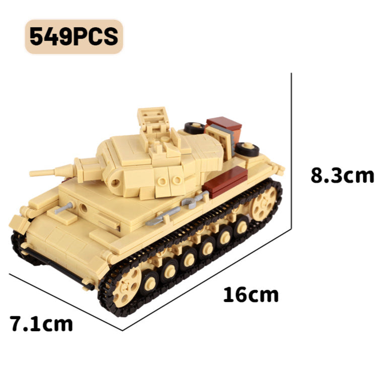 WW2 German Panzer III Tank Custom Military MOC