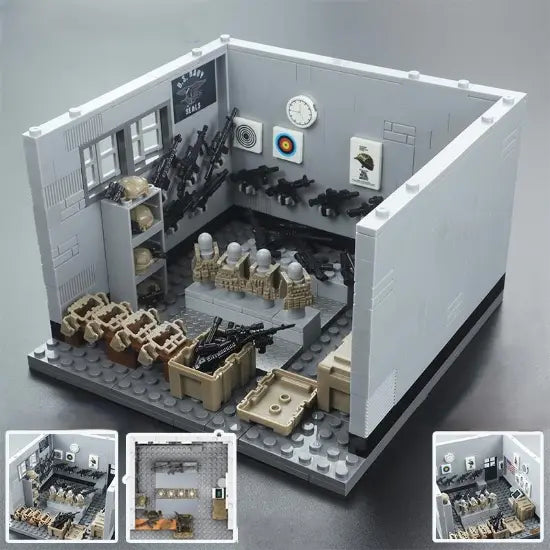 Equipment storage room, Renzai military base, building blocks, special forces, special police, military soldiers, assembling toys