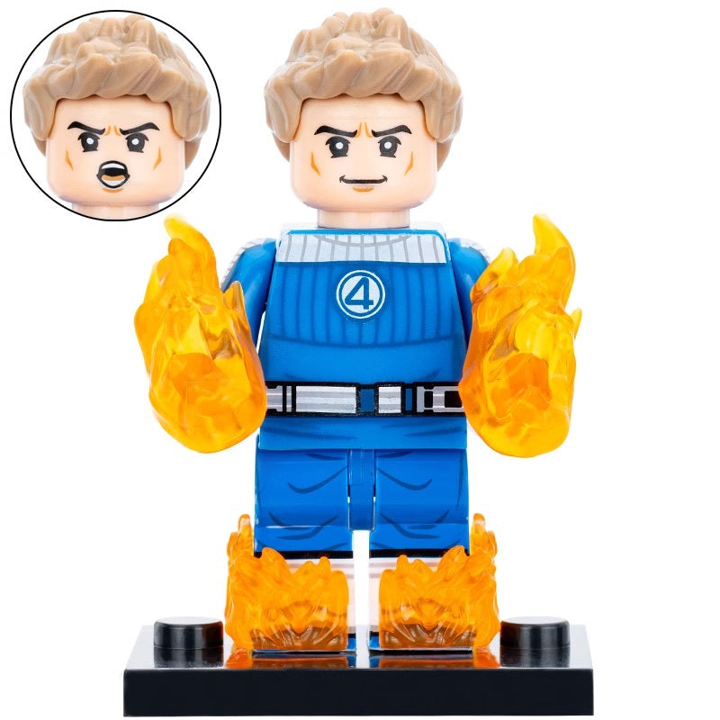 Human Torch (Fantastic Four) Custom Marvel Superhero Minifigure