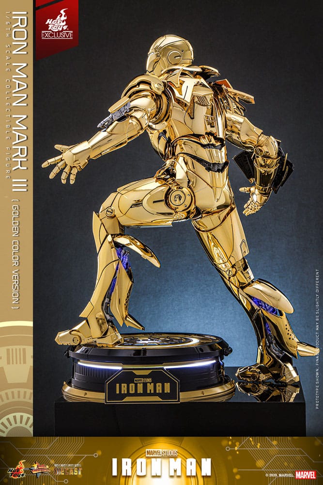 Iron Man Movie Masterpiece Diecast Action Figure 1/6 Iron Man Mark III (Gold Color Version) Hot Toys Exclusive 33cm9