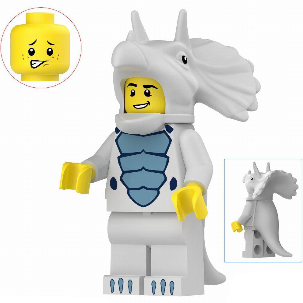 Light Blue Triceratops Costume Fan Custom Minifigure1