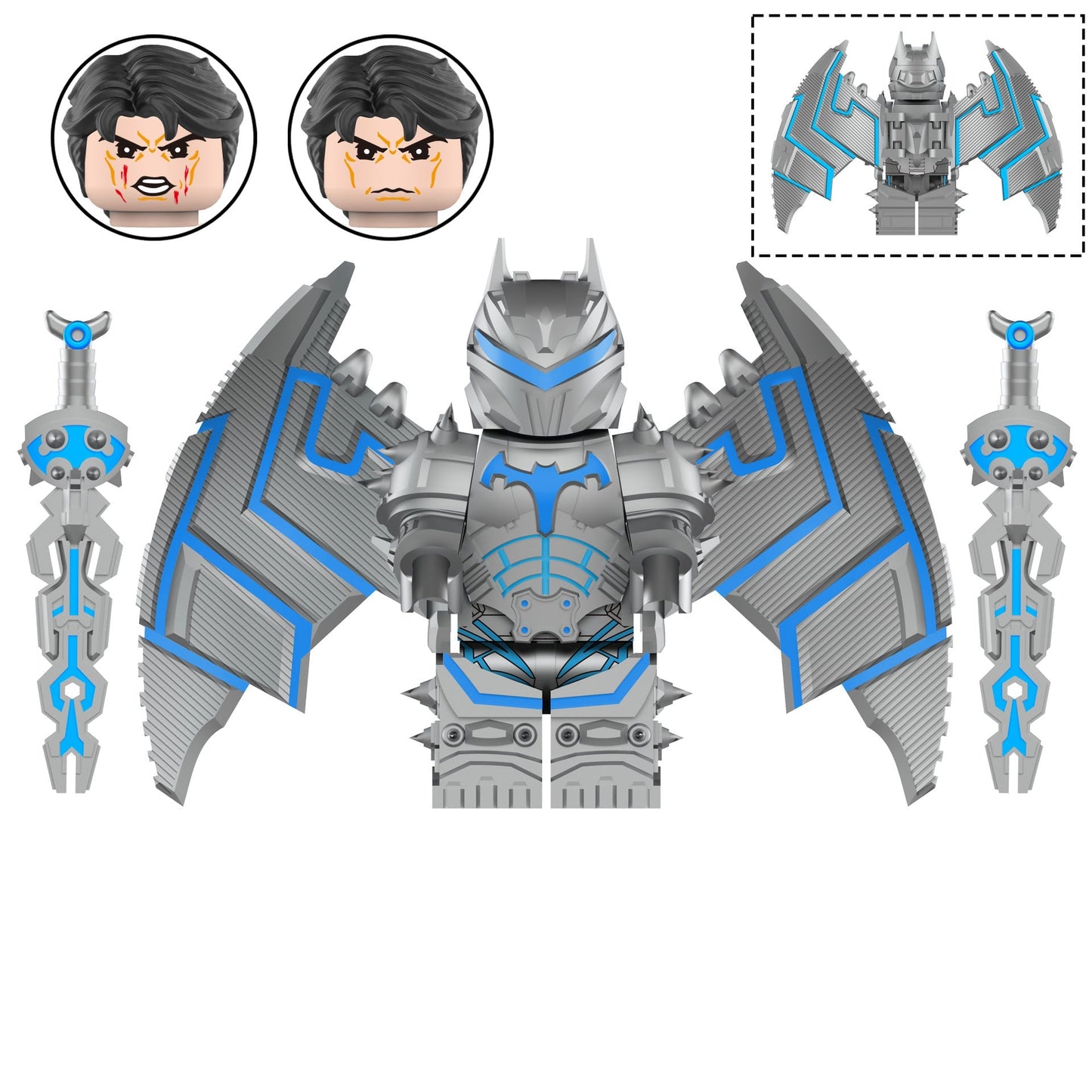 Batman Hellbat Silver Suit Custom DC Superhero Minifigure1