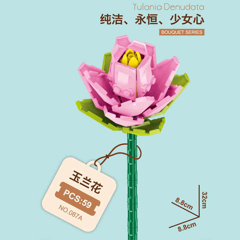 087A-8-Magnolia Flower Building Block Flower (59pcs)