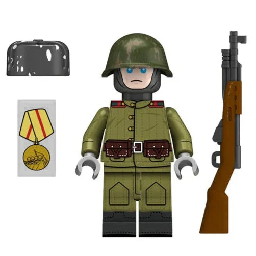 World War II Soviet infantry Soldier (SKS) Custom Military Minifigure1