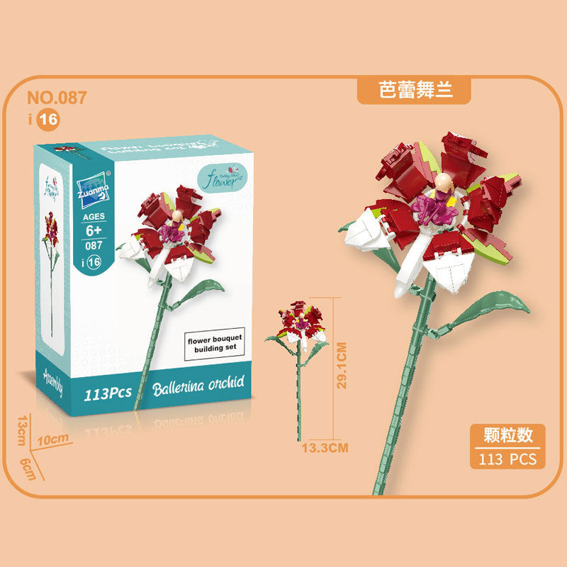 087I-16-Ballet Orchid Building Block Flower (113pcs)