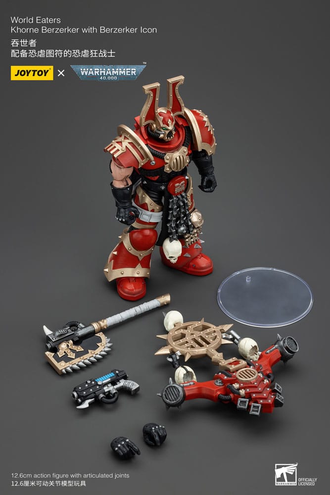 Warhammer 40k Action Figure 1/18 World Eaters Khorne Berzerker with Berzerker lcon 13cm7