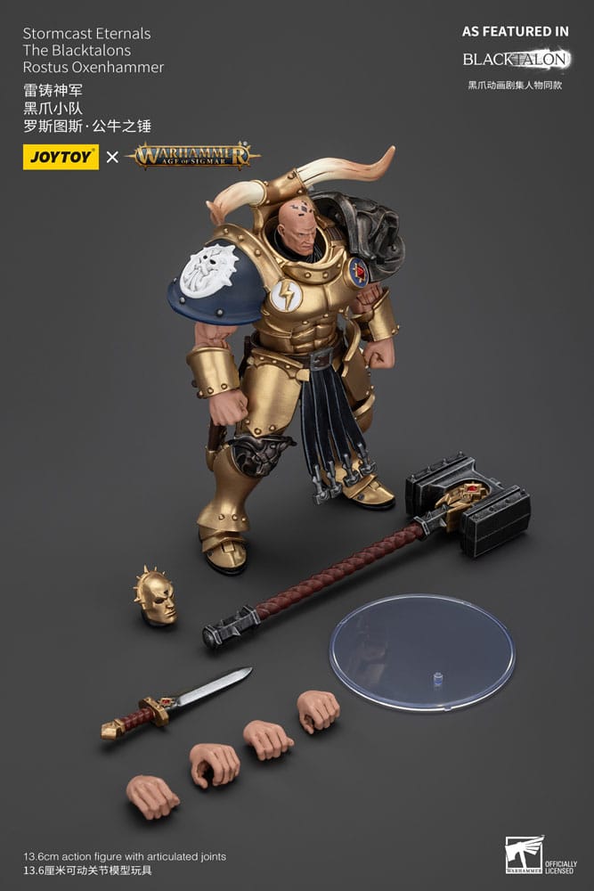Warhammer Age of Sigmar Action Figure Stormcast Eternals The Blacktalons Rostus Oxen hammer 20cm9