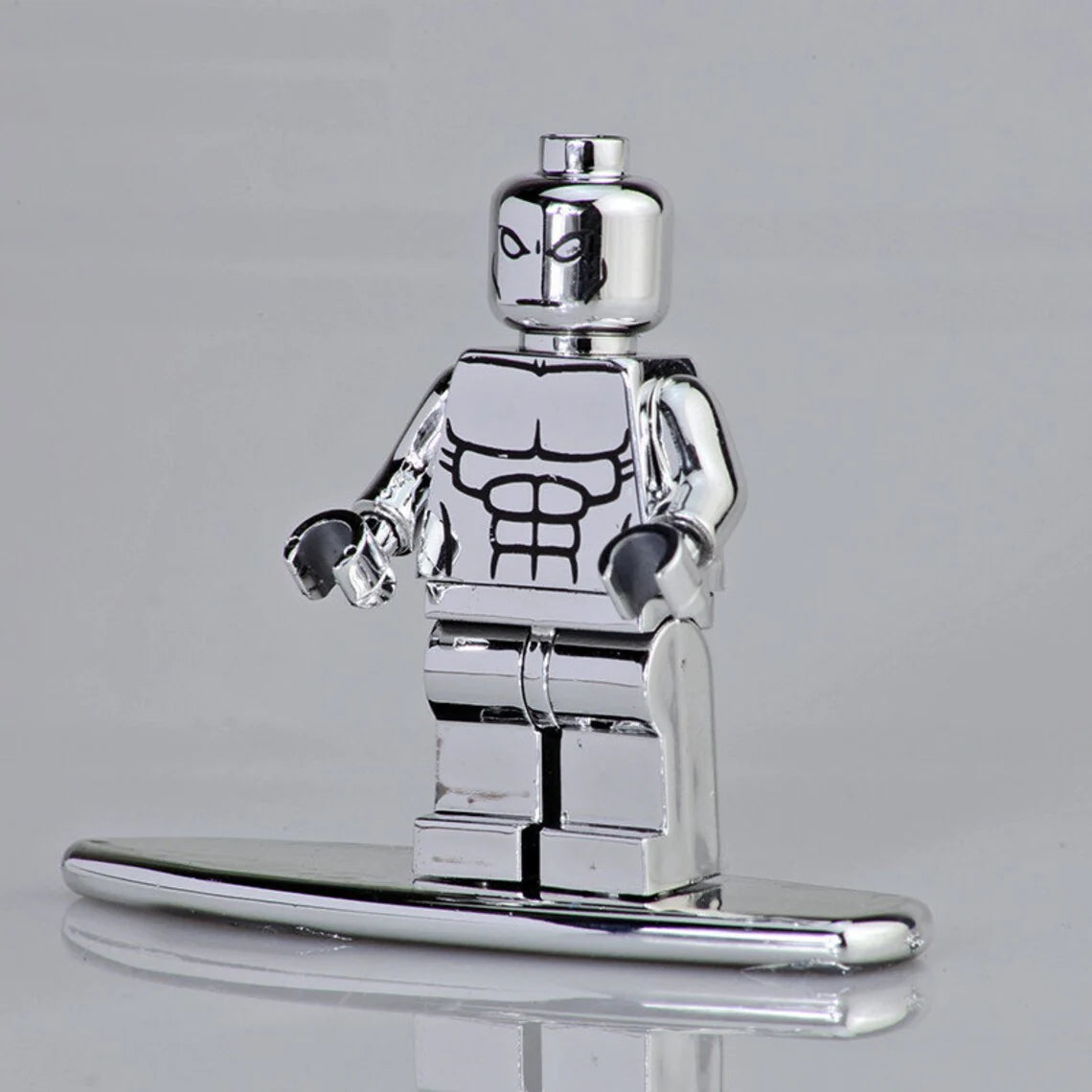 Chrome Silver Surfer Custom Marvel Superhero Minifigure