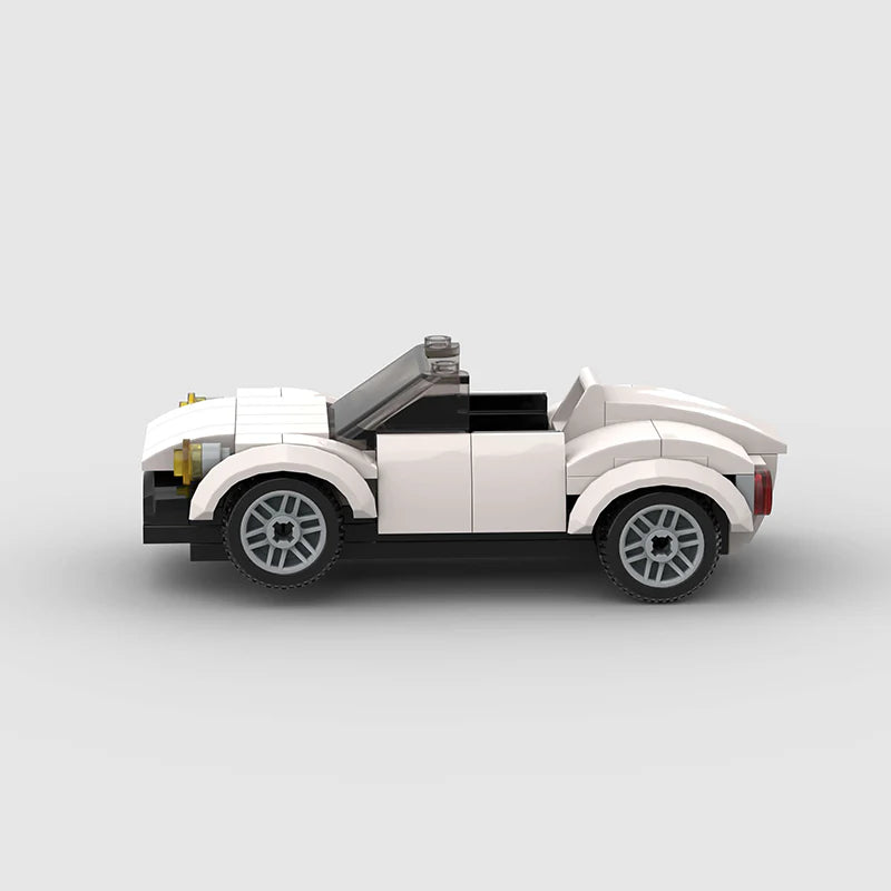 White Convertible Car Custom Car MOC