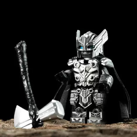 Armoured Thor (Black & White) Custom Marvel Superhero Minifigure