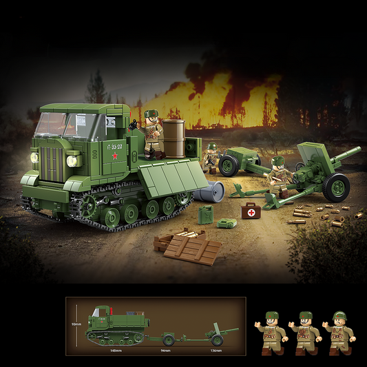 WW2 Soviet Army STZ-5 Tractor + 45mm AT Howitzer1