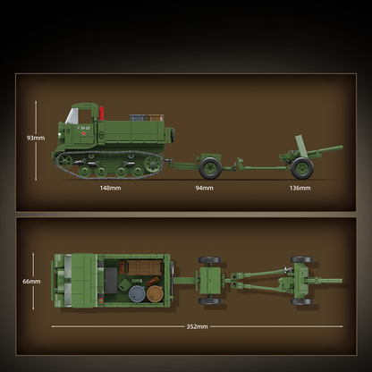 WW2 Soviet Army STZ-5 Tractor + 45mm AT Howitzer4