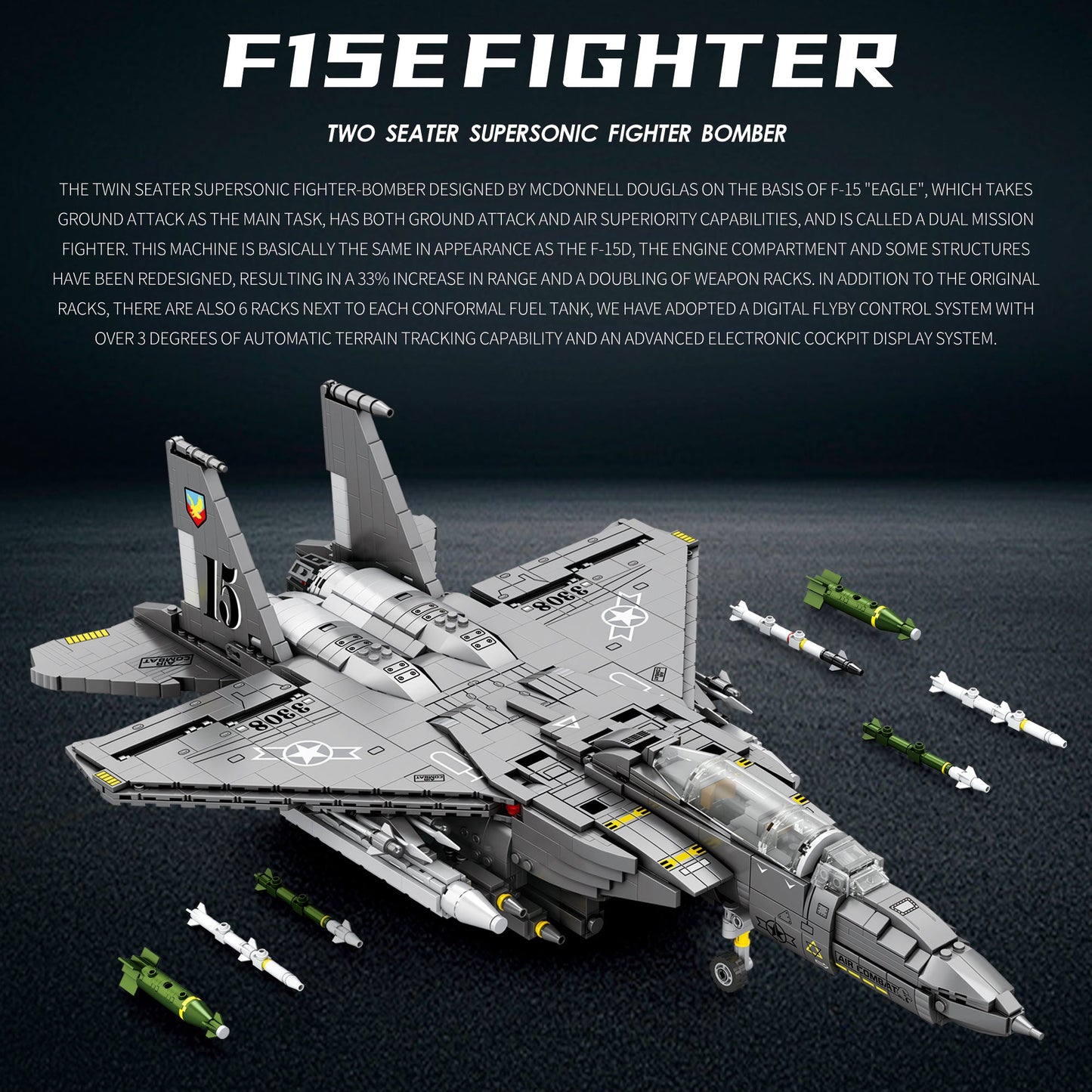 F-15E Strike Eagle Fighter Jet Building Set2