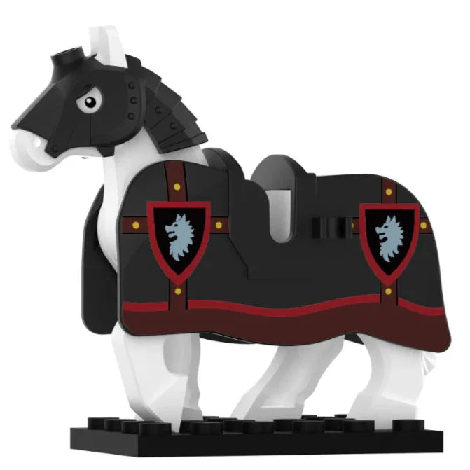 Black Wolf Horse Barding Medieval Warhorse Custom Minifigure1