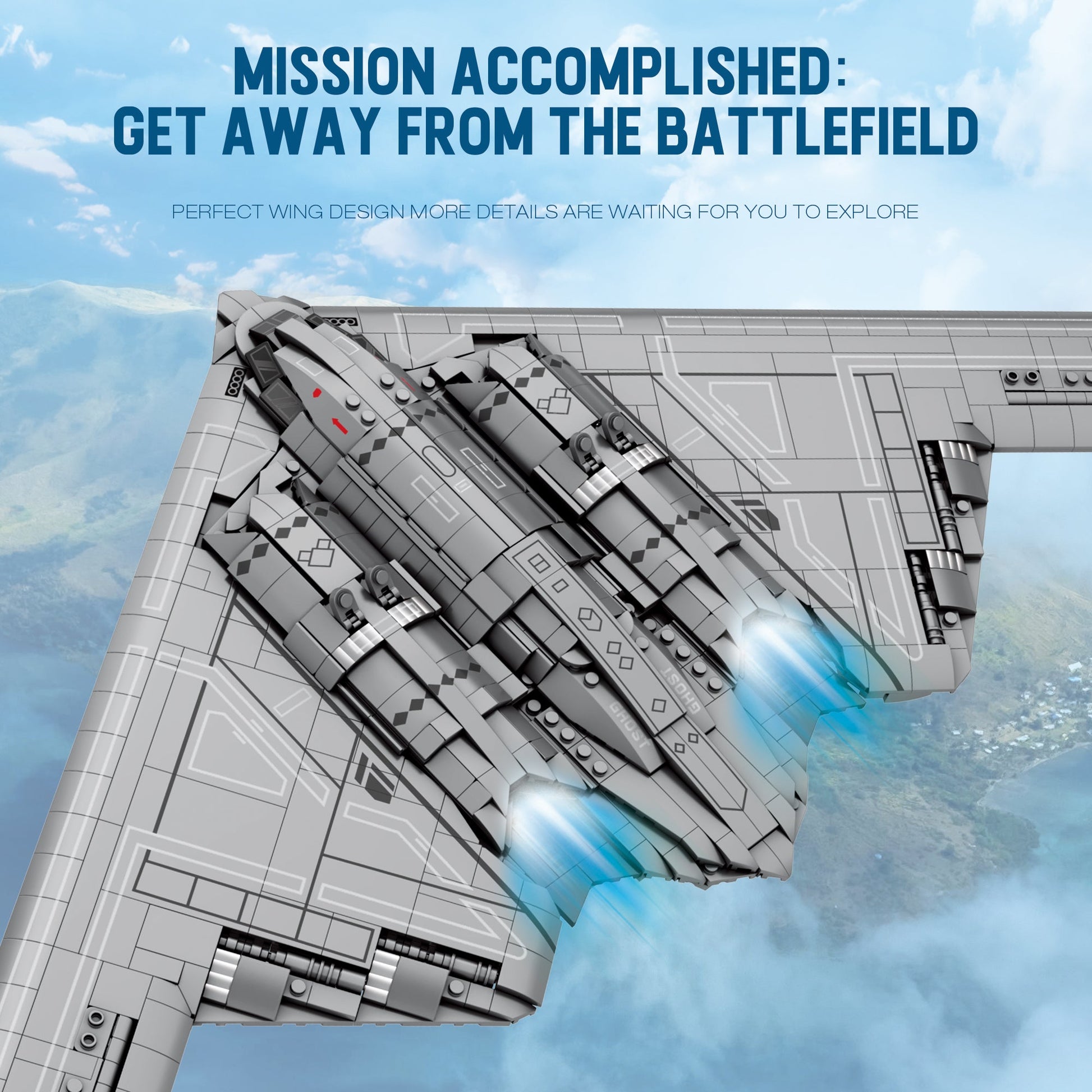 B-2 Spirit Stealth Bomber Aircraft Building Set4