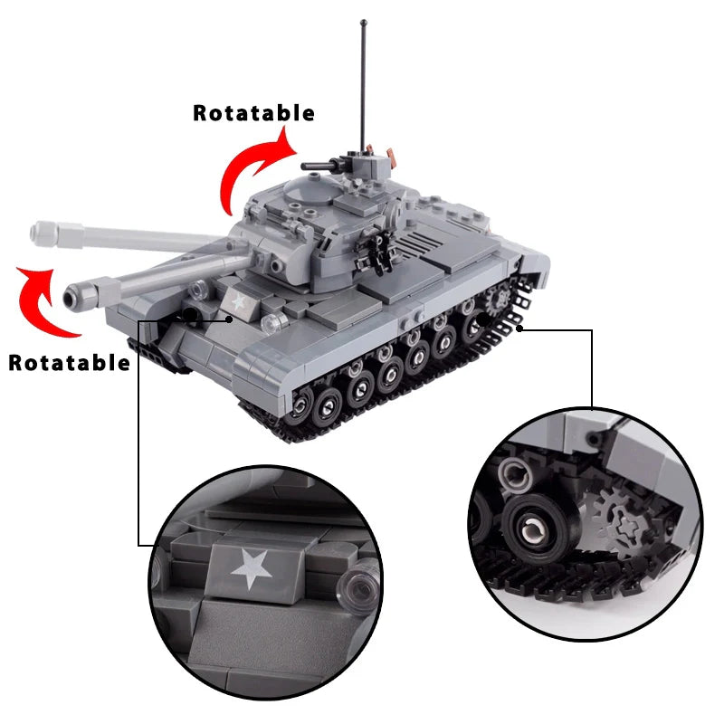 WW2 USA M26 Pershing Heavy Tank Custom Military MOC5