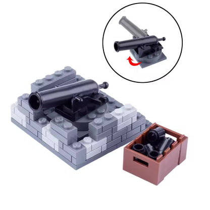 Military Artillery Stone-Fortified Cannon Base Custom Military MOC Set6