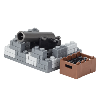 Military Artillery Stone-Fortified Cannon Base Custom Military MOC Set1