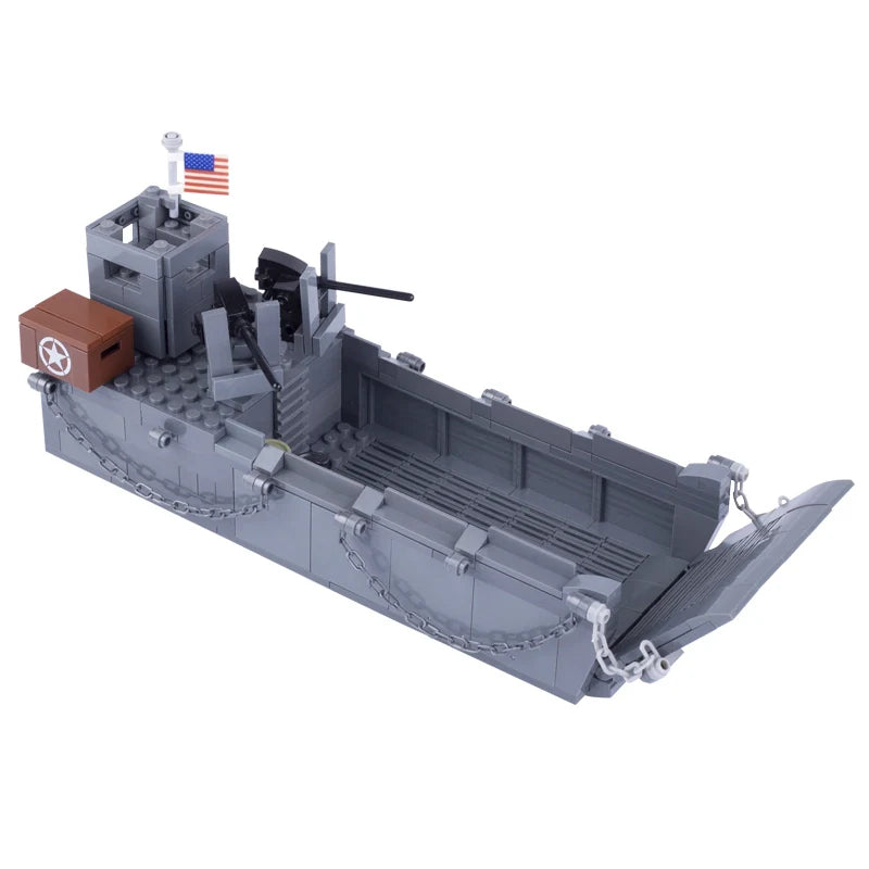 WW2 US Army Higgins Landing Craft with Jeep Custom Military MOC