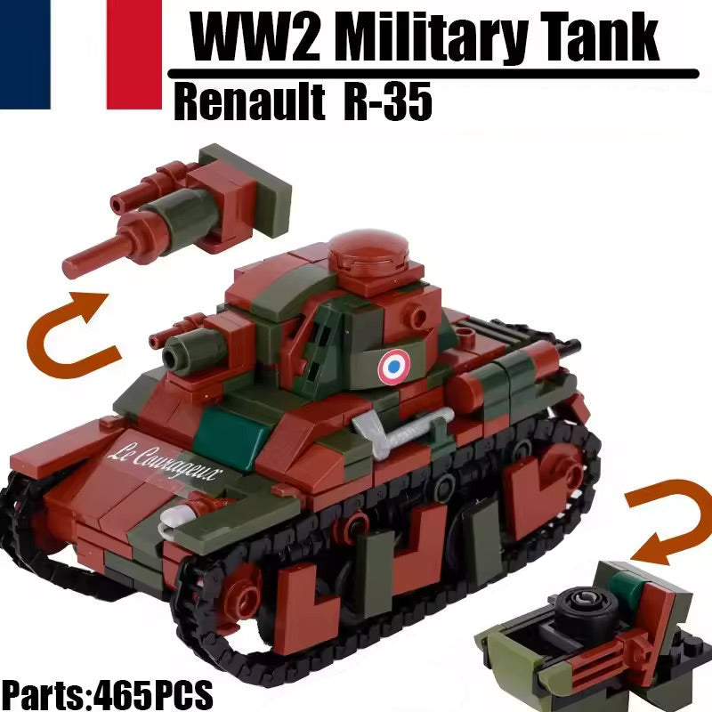 Renault R35 French Infantry Tank Custom Military MOC