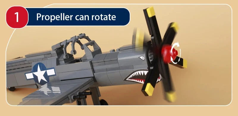 P-40 Fighter Aircraft Shark Mouth Custom Military MOC