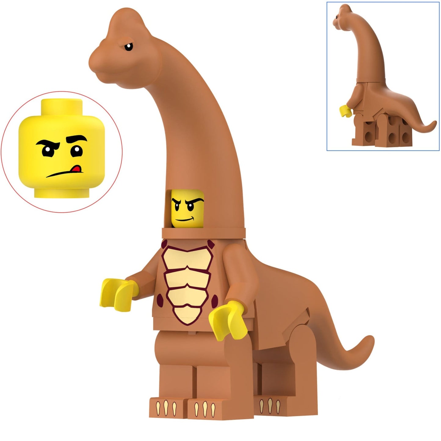 Orange Brachiosaurus Costumed Fan Custom Minifigure1