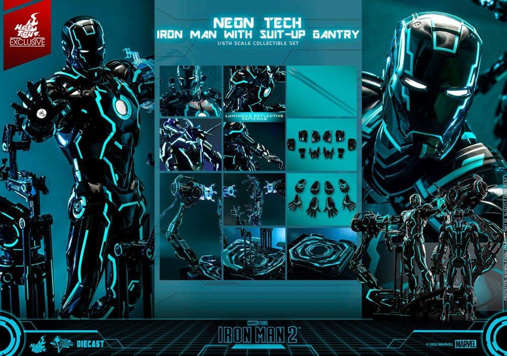 Iron Man 2 Action Figure 1/6 Neon Tech Iron Man with Suit-Up Gantry 32cm20