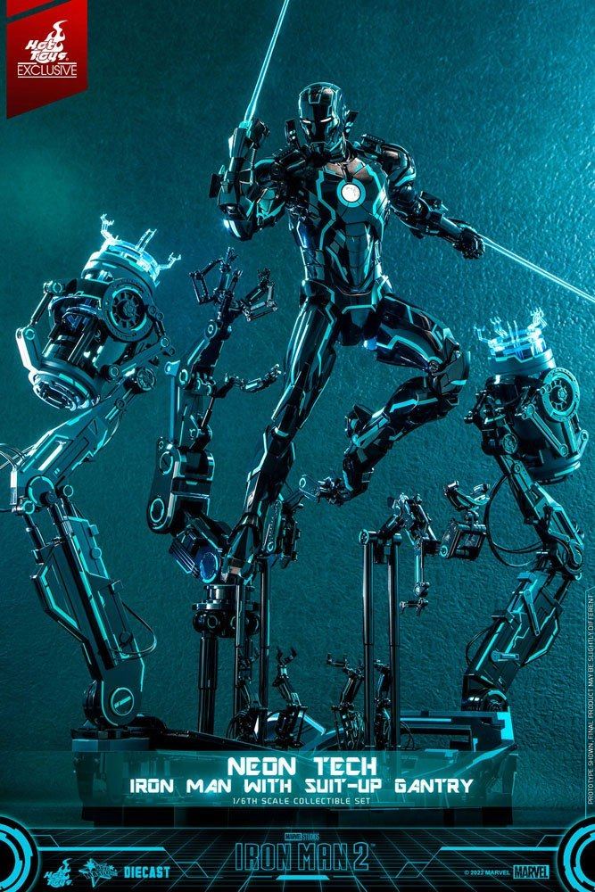 Iron Man 2 Action Figure 1/6 Neon Tech Iron Man with Suit-Up Gantry 32cm4
