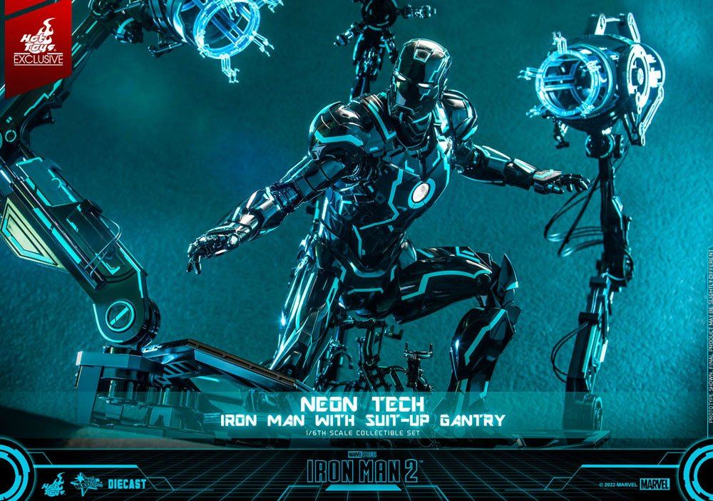 Iron Man 2 Action Figure 1/6 Neon Tech Iron Man with Suit-Up Gantry 32cm12