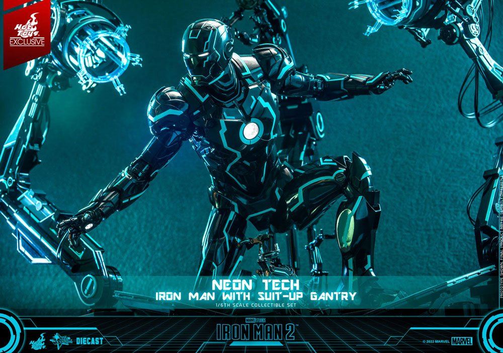 Iron Man 2 Action Figure 1/6 Neon Tech Iron Man with Suit-Up Gantry 32cm15