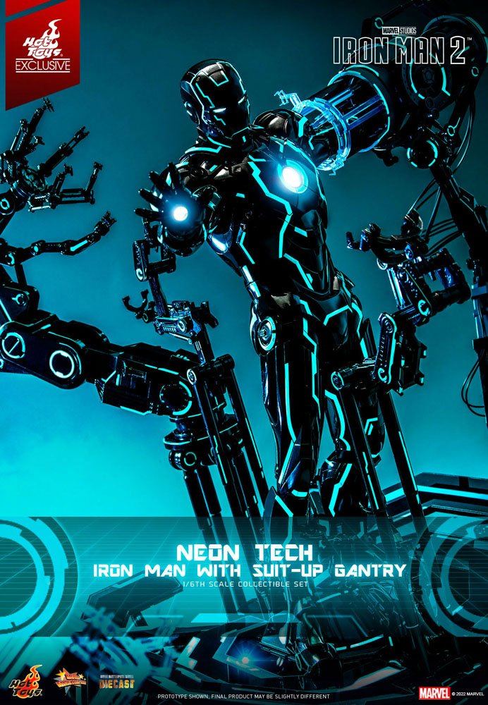 Iron Man 2 Action Figure 1/6 Neon Tech Iron Man with Suit-Up Gantry 32cm2