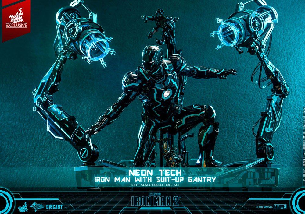 Iron Man 2 Action Figure 1/6 Neon Tech Iron Man with Suit-Up Gantry 32cm14