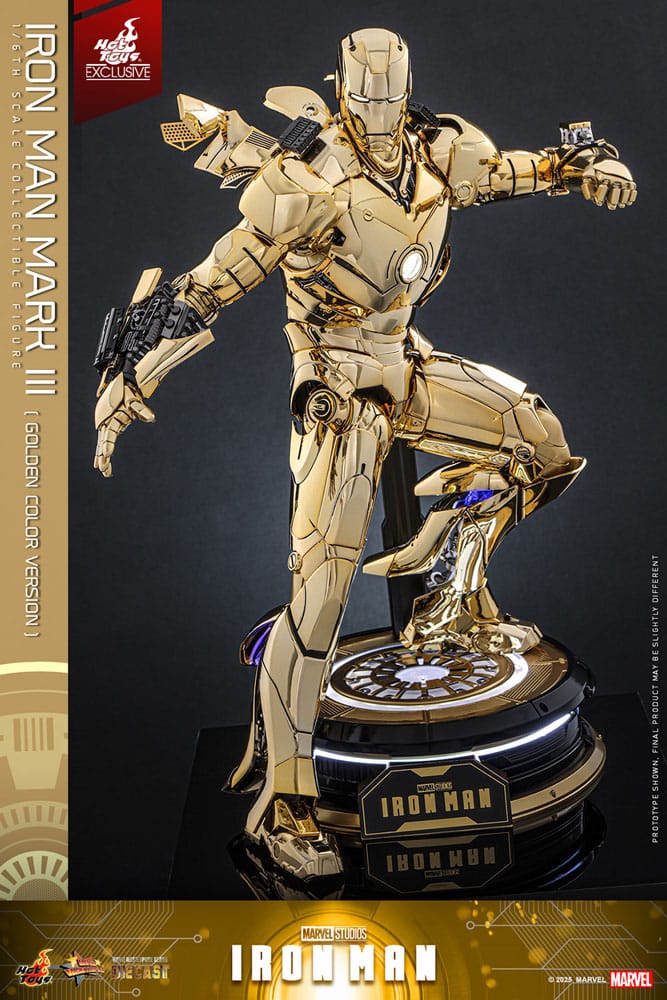 Iron Man Movie Masterpiece Diecast Action Figure 1/6 Iron Man Mark III (Gold Color Version) Hot Toys Exclusive 33cm3