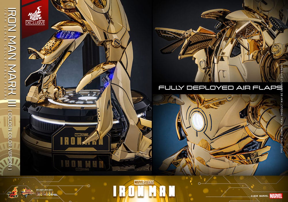 Iron Man Movie Masterpiece Diecast Action Figure 1/6 Iron Man Mark III (Gold Color Version) Hot Toys Exclusive 33cm17