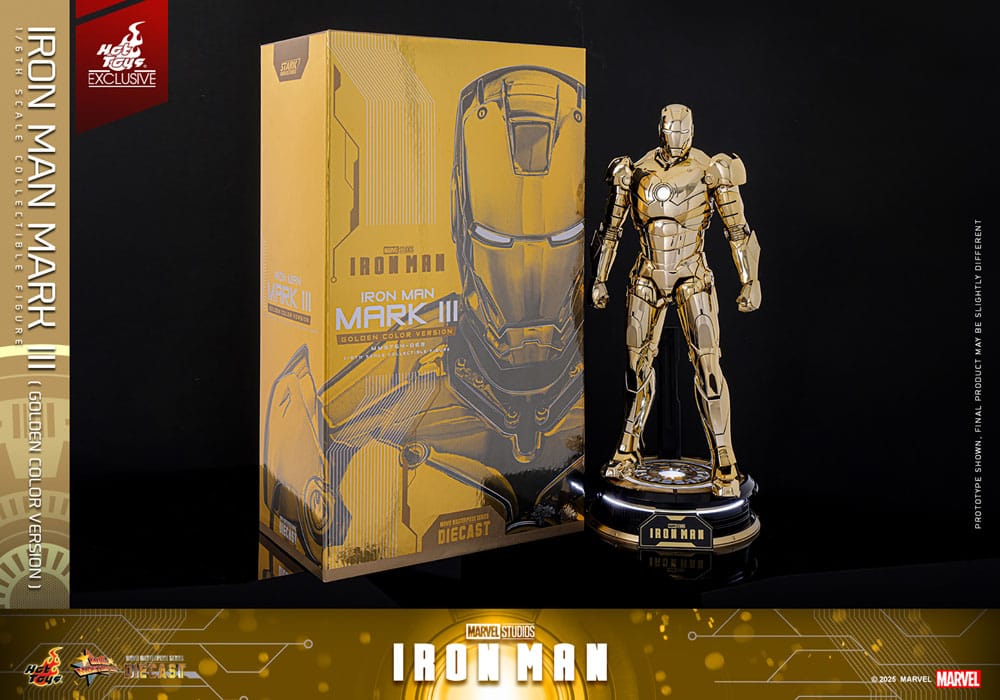 Iron Man Movie Masterpiece Diecast Action Figure 1/6 Iron Man Mark III (Gold Color Version) Hot Toys Exclusive 33cm16