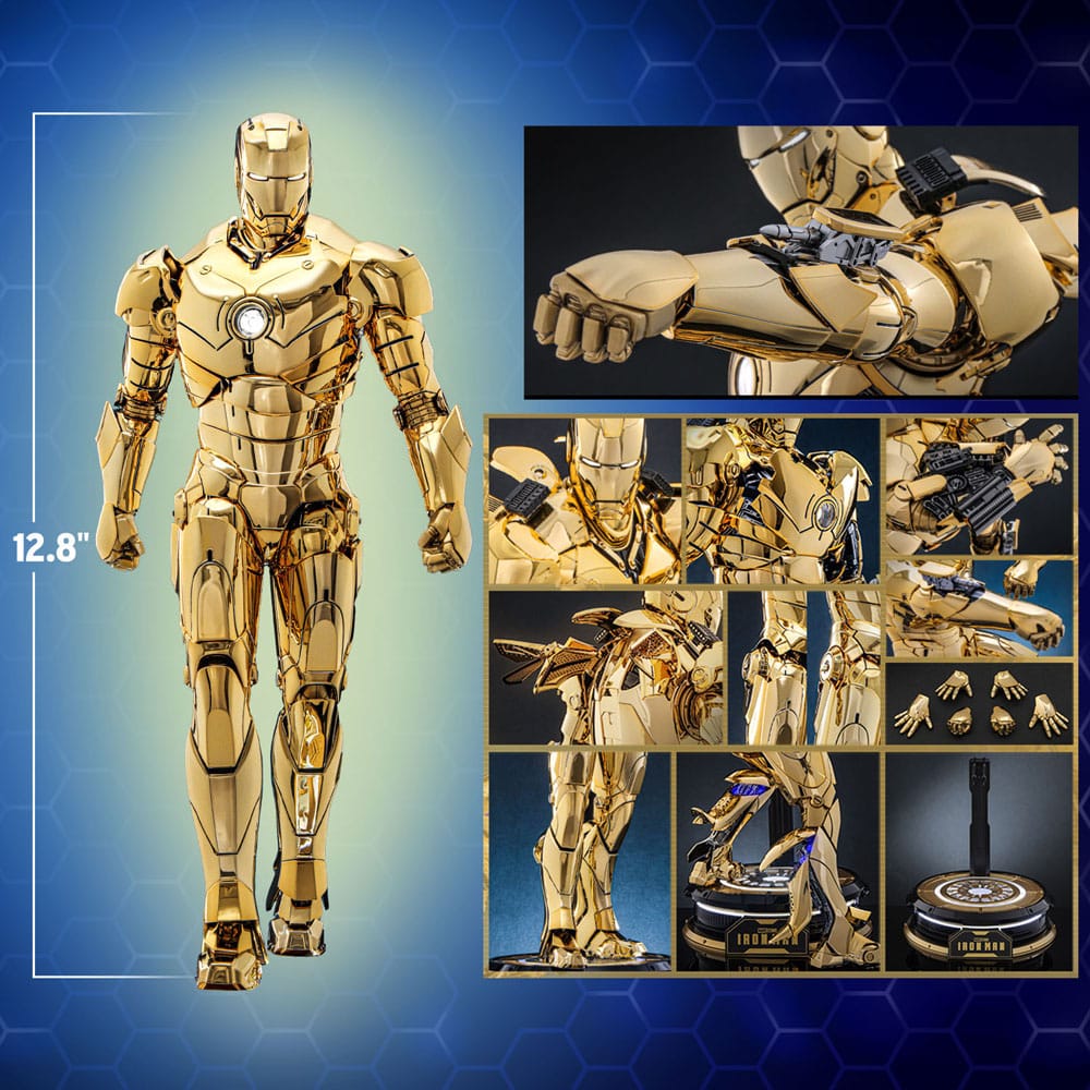 Iron Man Movie Masterpiece Diecast Action Figure 1/6 Iron Man Mark III (Gold Color Version) Hot Toys Exclusive 33cm20