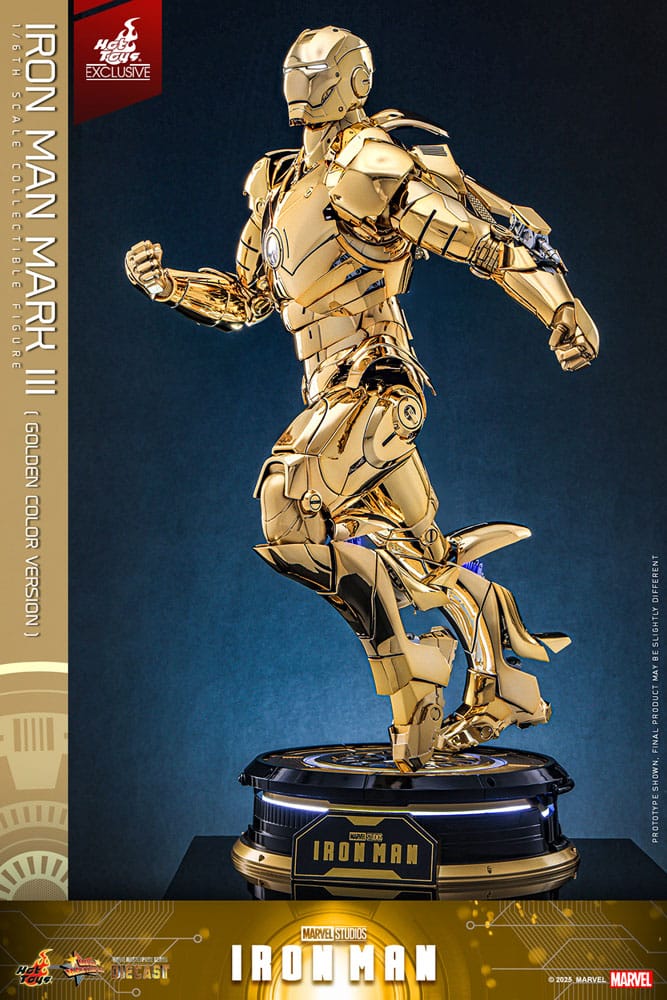 Iron Man Movie Masterpiece Diecast Action Figure 1/6 Iron Man Mark III (Gold Color Version) Hot Toys Exclusive 33cm4