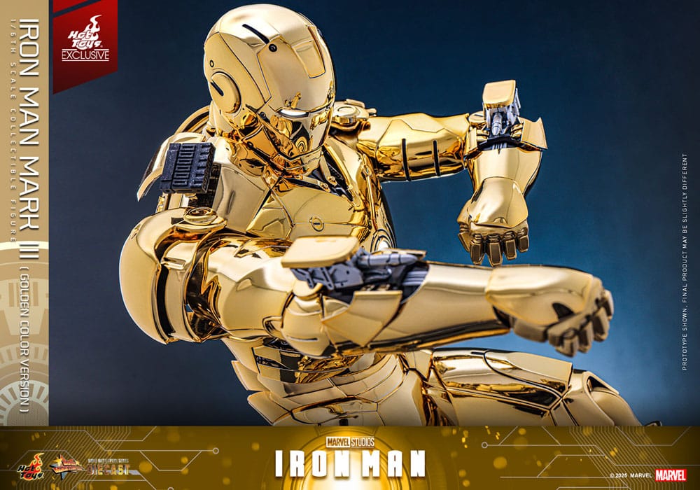Iron Man Movie Masterpiece Diecast Action Figure 1/6 Iron Man Mark III (Gold Color Version) Hot Toys Exclusive 33cm14