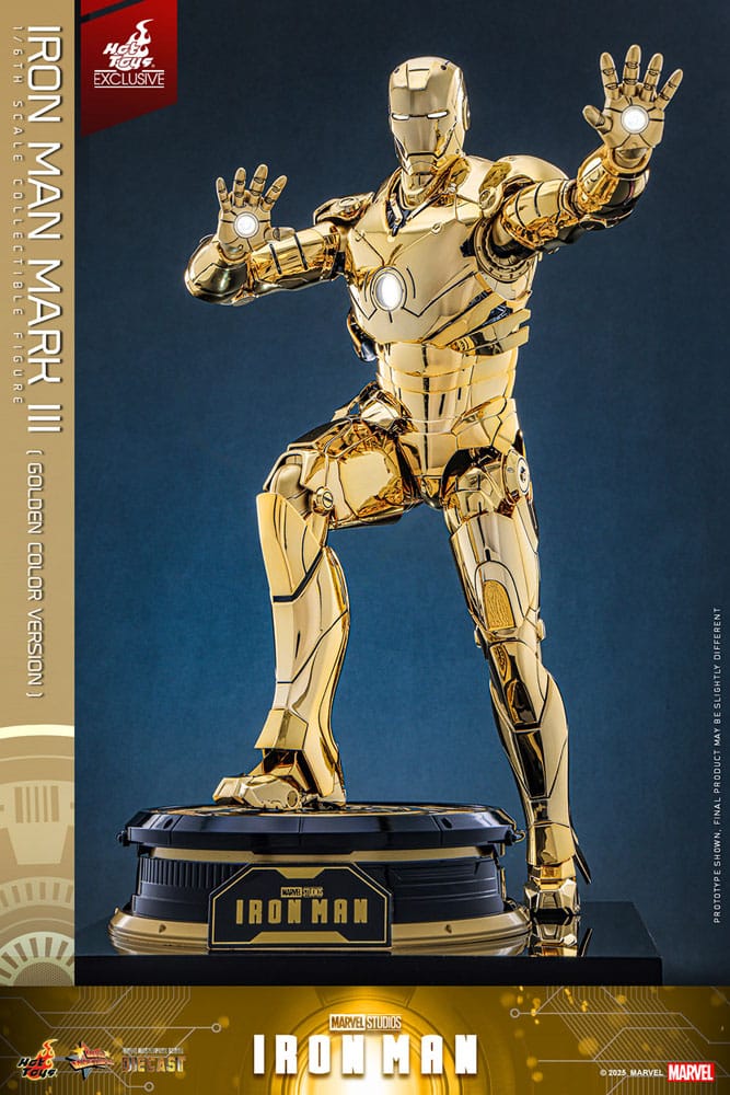 Iron Man Movie Masterpiece Diecast Action Figure 1/6 Iron Man Mark III (Gold Color Version) Hot Toys Exclusive 33cm6