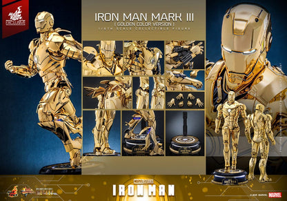 Iron Man Movie Masterpiece Diecast Action Figure 1/6 Iron Man Mark III (Gold Color Version) Hot Toys Exclusive 33cm19