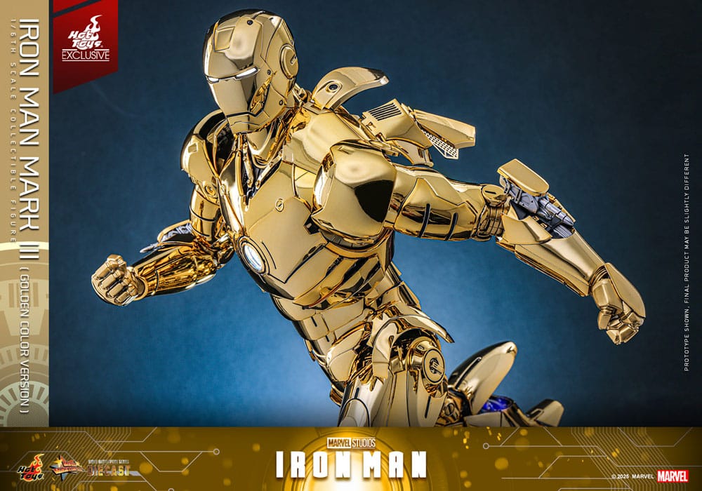 Iron Man Movie Masterpiece Diecast Action Figure 1/6 Iron Man Mark III (Gold Color Version) Hot Toys Exclusive 33cm15