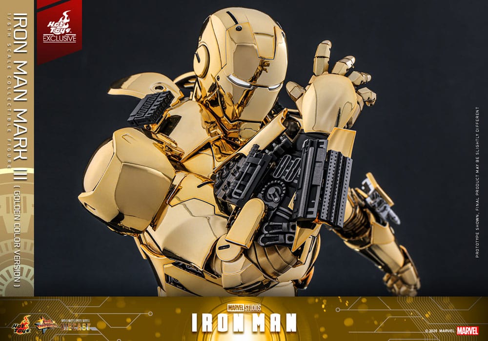 Iron Man Movie Masterpiece Diecast Action Figure 1/6 Iron Man Mark III (Gold Color Version) Hot Toys Exclusive 33cm5
