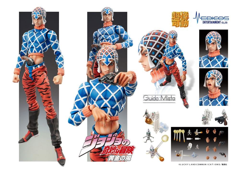 JoJo's Bizarre Adventure Part 5 Golden Wind Super Action Statue Figure Chozokado Guido Mista & Sex Pistols (re-run) 15cm7