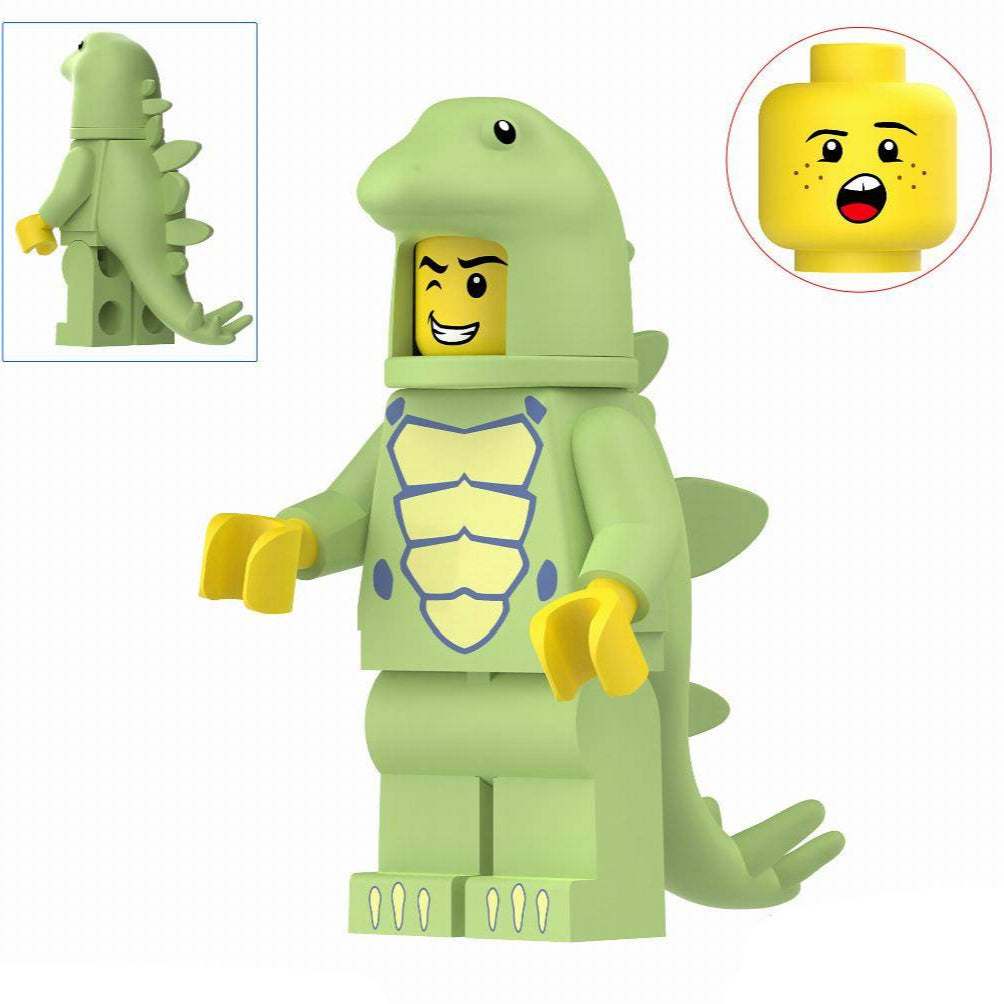 Green Stegosaurus Costumed Fan Custom Minifigure