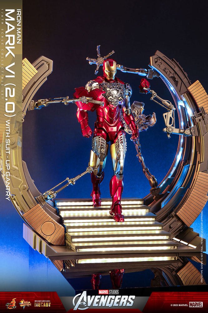Marvel's The Avengers Movie Masterpiece Diecast Action Figure 1/6 Iron Man Mark VI (2.0) with Suit-Up Gantry 32cm3