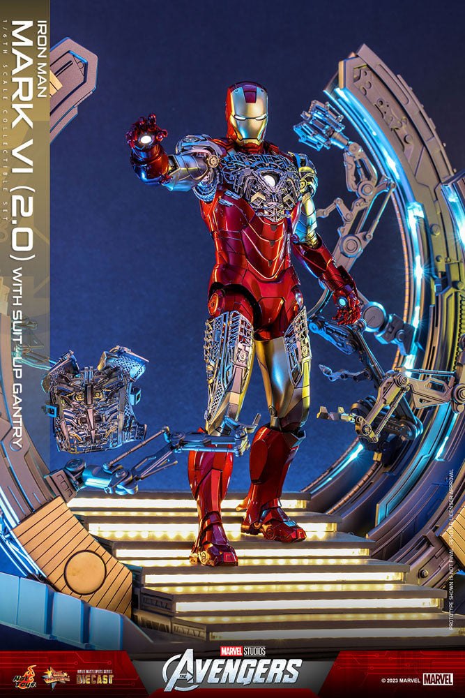 Marvel's The Avengers Movie Masterpiece Diecast Action Figure 1/6 Iron Man Mark VI (2.0) with Suit-Up Gantry 32cm11