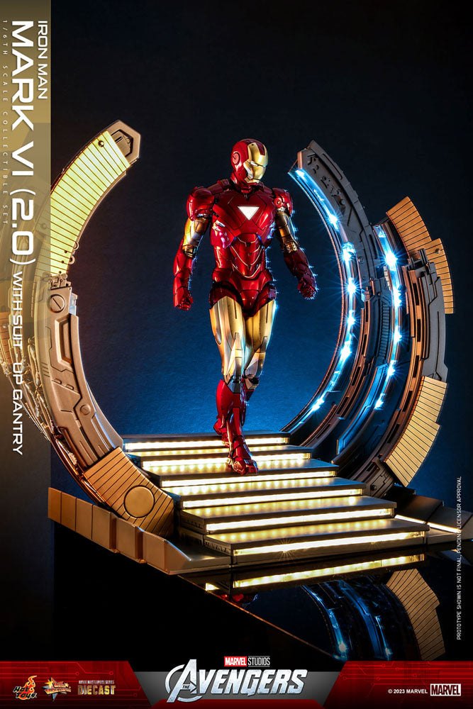Marvel's The Avengers Movie Masterpiece Diecast Action Figure 1/6 Iron Man Mark VI (2.0) with Suit-Up Gantry 32cm13