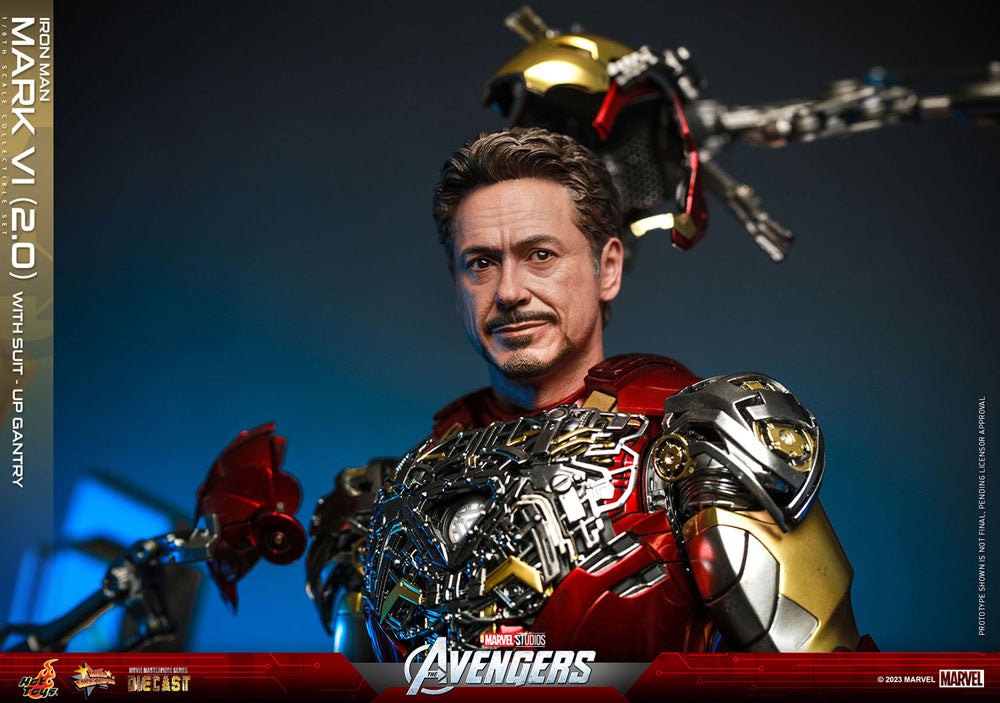 Marvel's The Avengers Movie Masterpiece Diecast Action Figure 1/6 Iron Man Mark VI (2.0) with Suit-Up Gantry 32cm14
