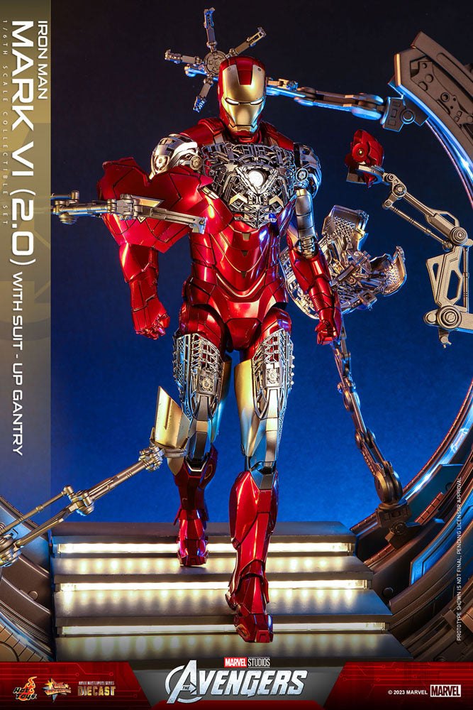 Marvel's The Avengers Movie Masterpiece Diecast Action Figure 1/6 Iron Man Mark VI (2.0) with Suit-Up Gantry 32cm4