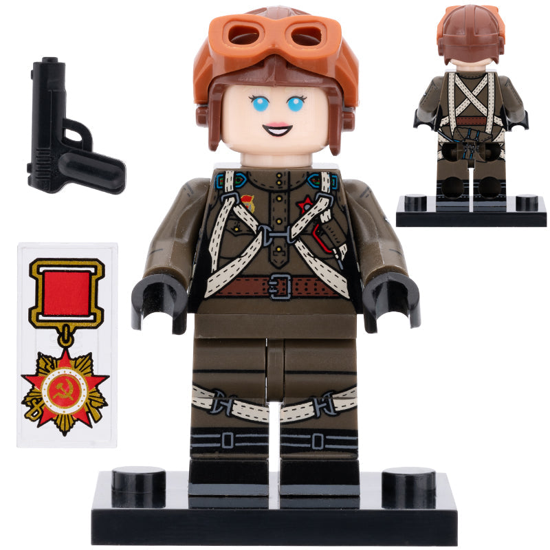 White Lily Soviet Military Pilot Soldier Custom Minifigure1